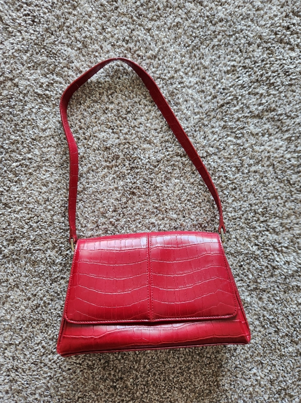 Faux Alligator Skin Red Purse